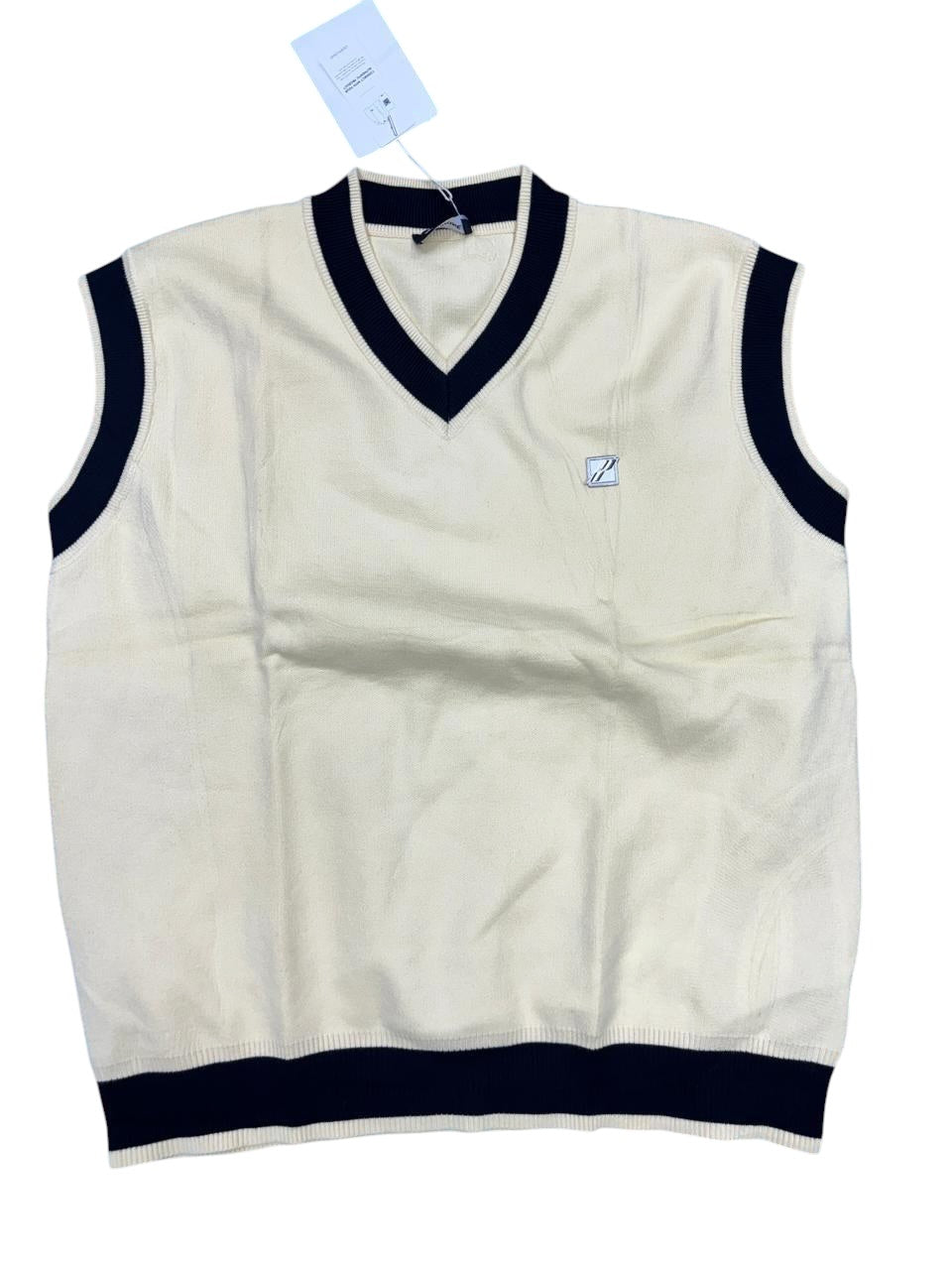 Cream and navy v-neck vest